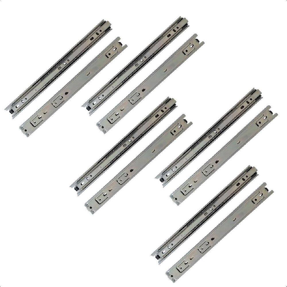 10 corrediças telescópicas 45cm gaveta trilho zinca. 5 pares
