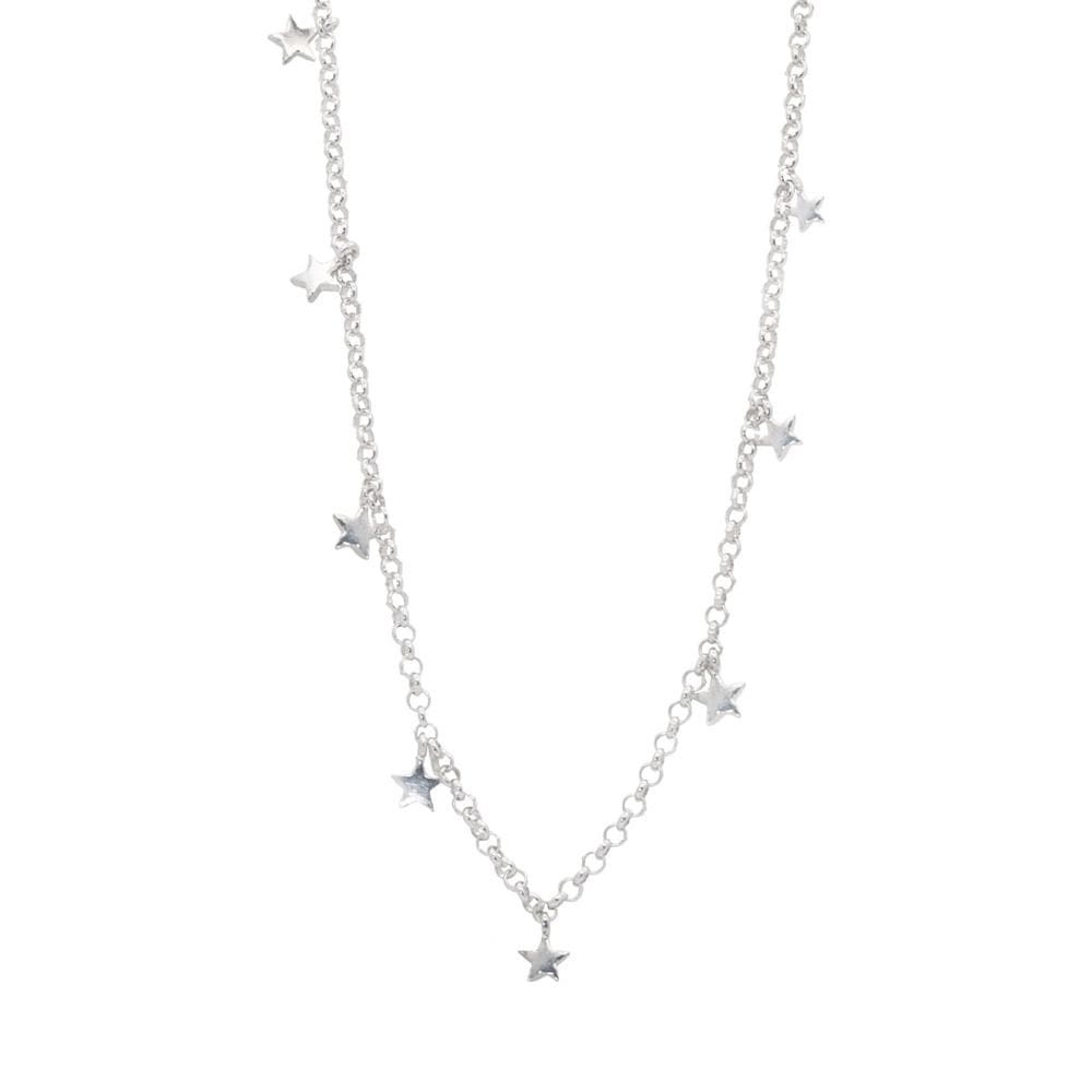 Choker Estrelas Em Prata 925 Com Ródio 42Cm.