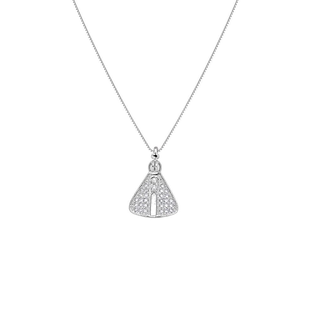 Gargantilha Ns Aparecida Prata 925 Com Zircônia Ródio 45Cm