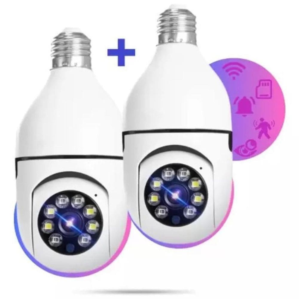 Kit 2 câmera 360 robozinho lâmpada wifi inteligente a