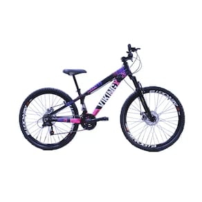 Bicicleta Viking Aro 26 Aero Cambio Importado Preto Rosa