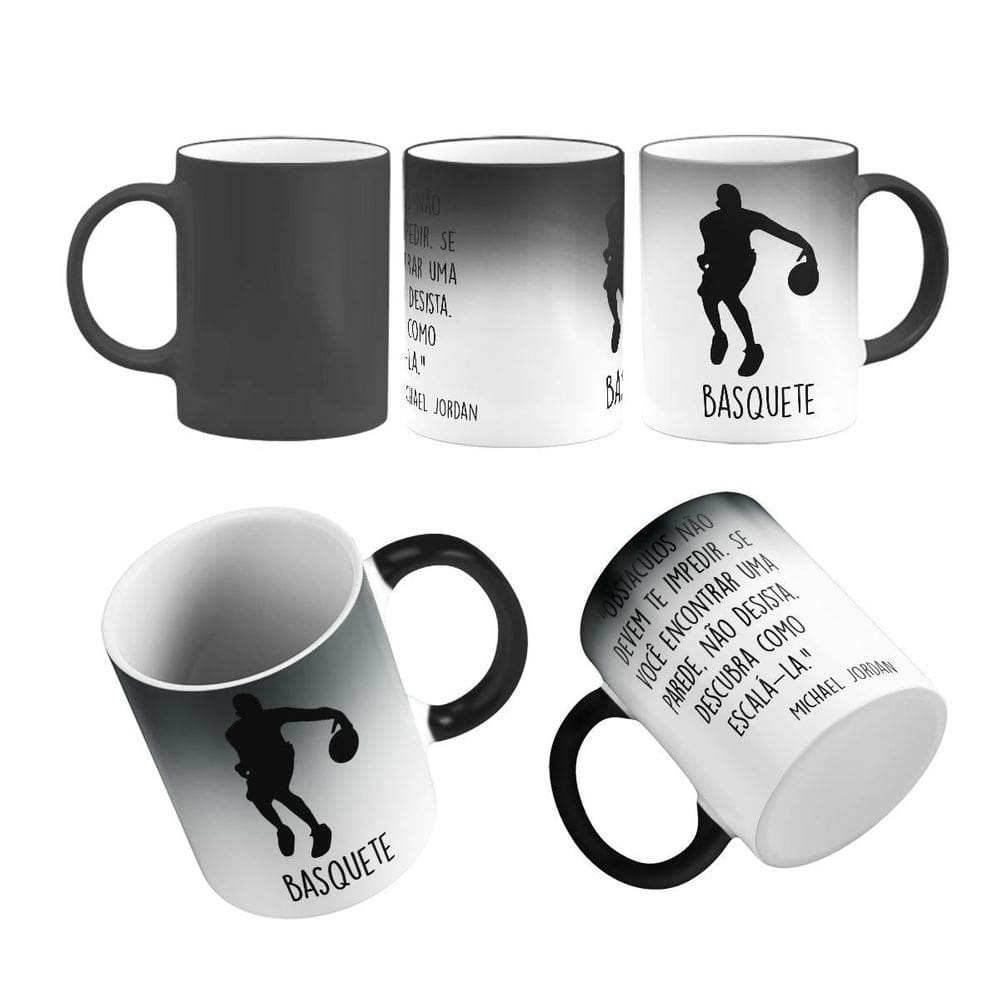 Caneca mágica basquete não desista jogo frase jogador