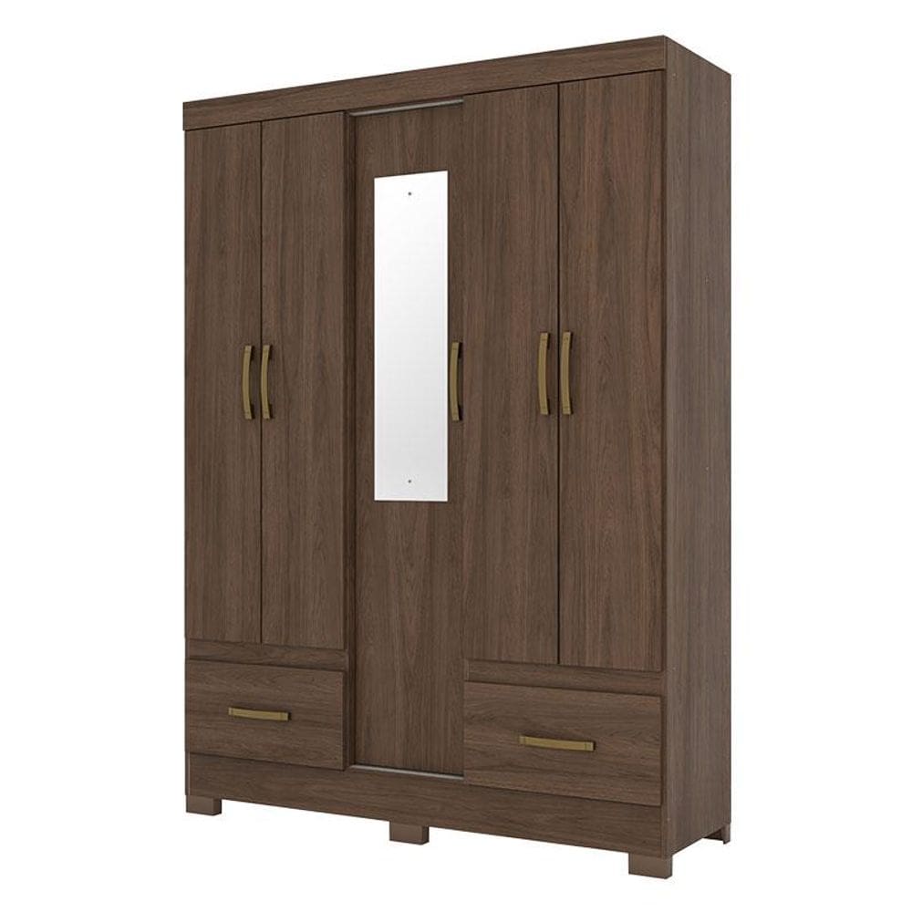 Guarda Roupa Solteiro B60 Castanho com Espelho – Briz Móveis