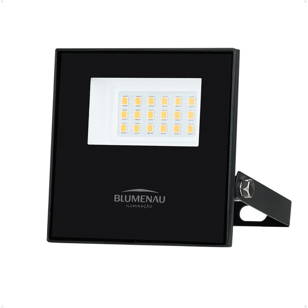 Refletor Blumenau de Led Slim 20W Preto Bivolt 3000K Luz Quente