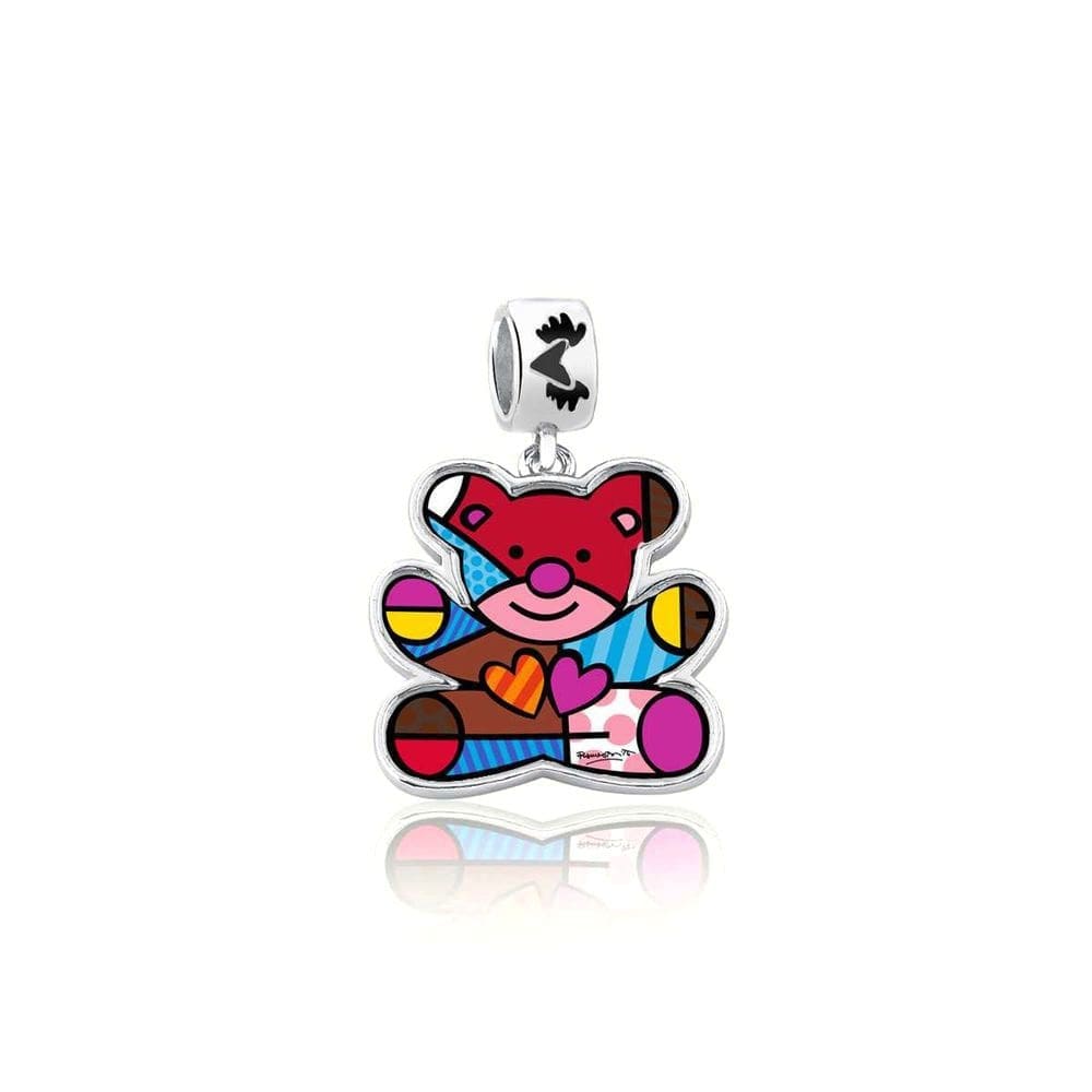 Pingente Urso Em Prata Com Ródio Branco