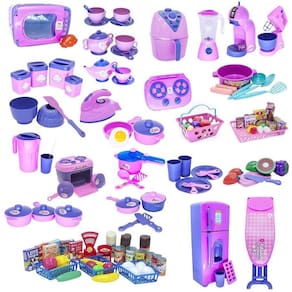 Mega kit completo infantil cozinha eletro mercado 131pç