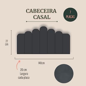 Cabeceira Casal Estofada Kit 7 Placas Concha - Suede Cinza Escuro