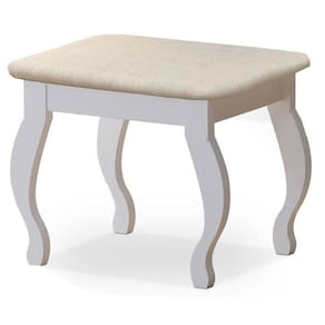 Banqueta com Almofada para Penteadeira Branco – Luapa