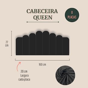 Cabeceira Queen Estofada Kit 8 Placas Concha - Suede Preto