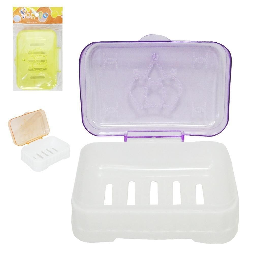 Saboneteira pia plastic retangular tampa 12x8x5cm na solapa