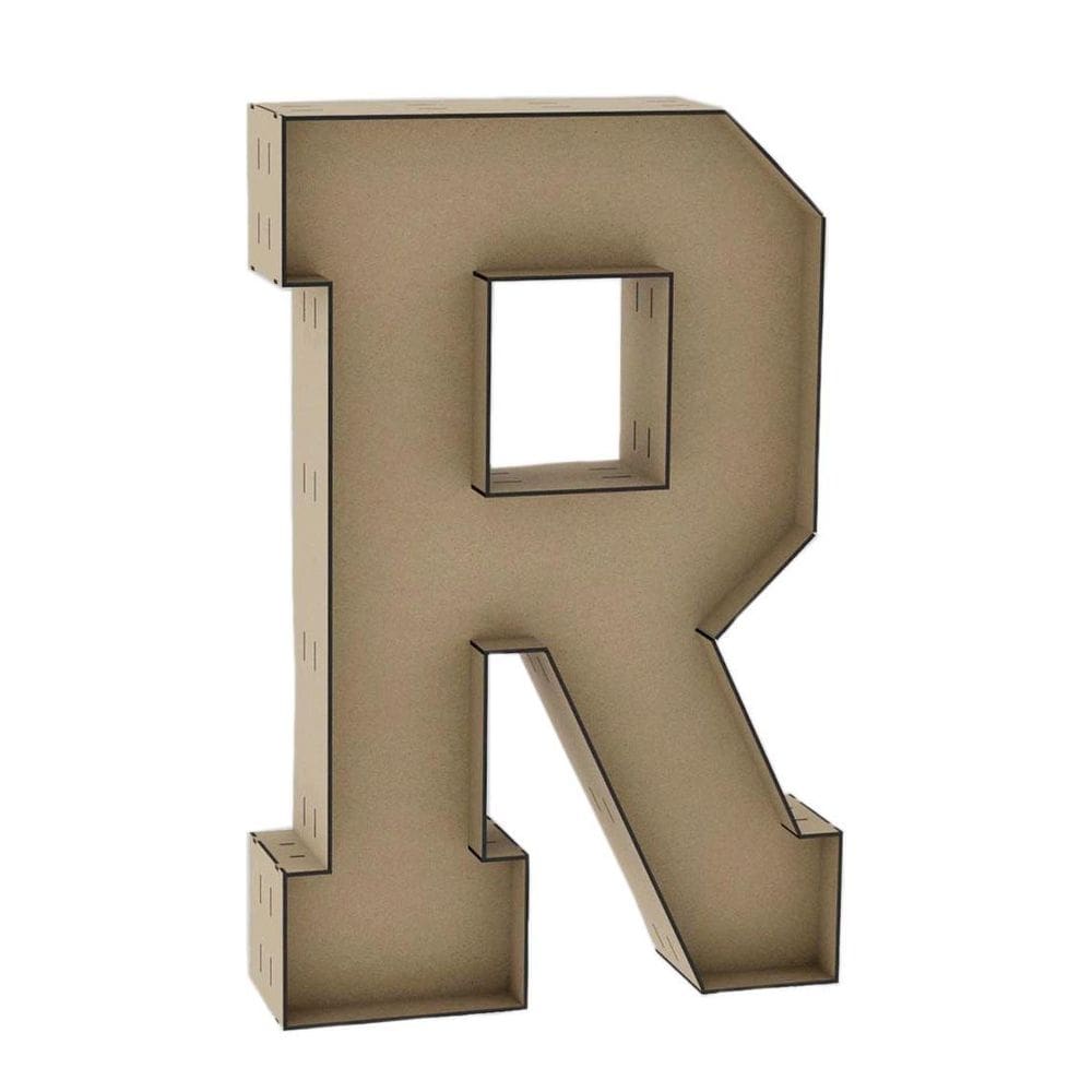 Letra caixa grande r mdf 100cm de altura decoração