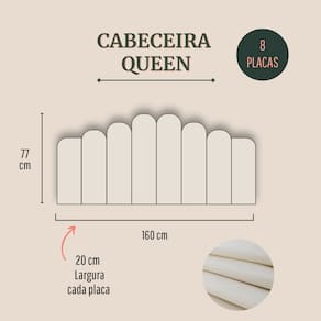 Cabeceira Queen Estofada Kit 8 Placas Concha - Suede Creme / Off White