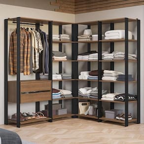 Guarda-roupa Closet Modulado Valencia 2 Gavetas 337cm Rustic/preto Madesa 05 Rustic/preto