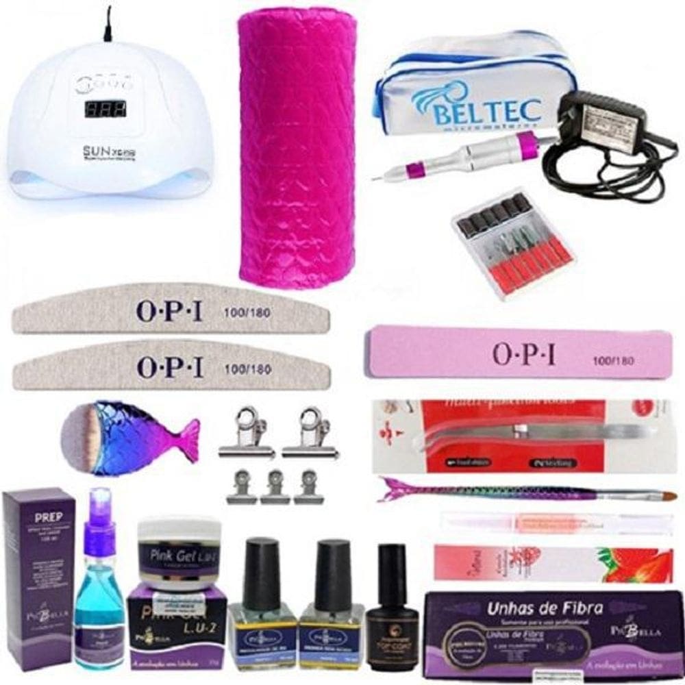 Kit piubella fibra/gel+cabine sun+micromotor lb50 beltec
