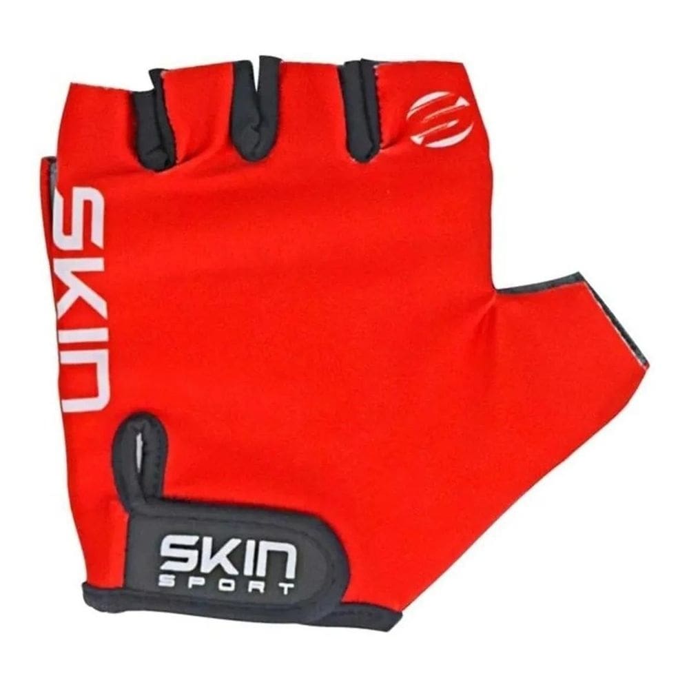 Luva ciclismo skin sport fun meio dedo vermelha