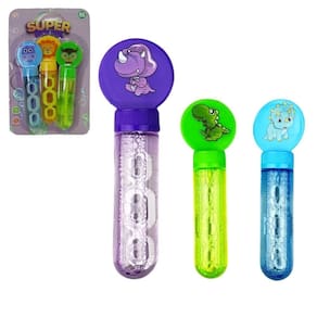 Lanca bolha de sabao no tubo bichinho super com 3 pecas 14cm