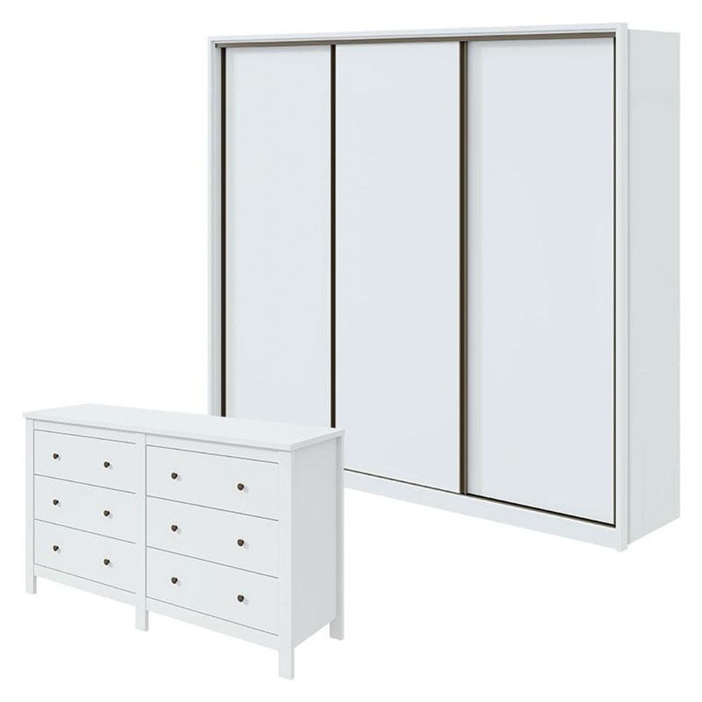 Guarda Roupa Spazio 270 e Cômoda Maggiore Branco Brilho - Lopas