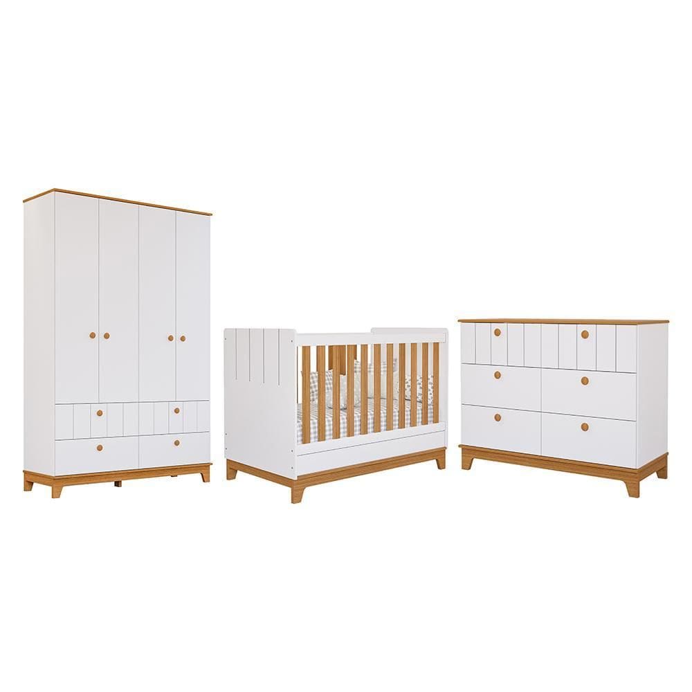 Dormitório Infantil Biscoito Guarda Roupa, Cômoda e Berço - Permóbili Baby