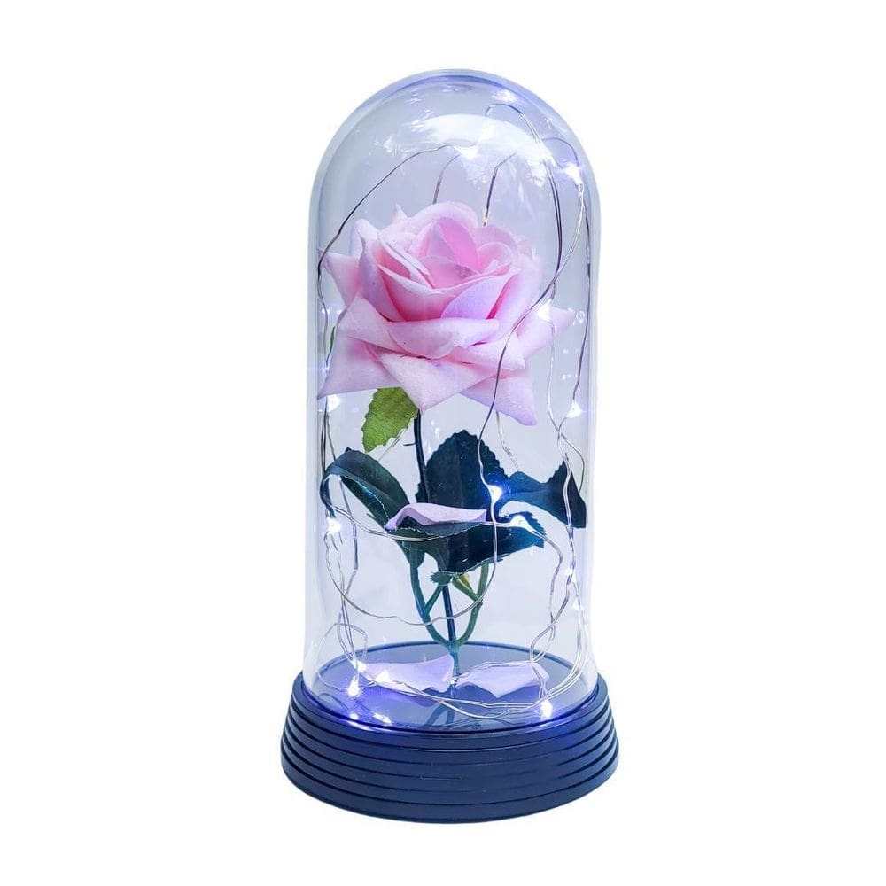 Luminária a rosa encantada salmão 20 cm base preta frio