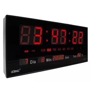 Relógio Digital Led Preto Alarme Manicure