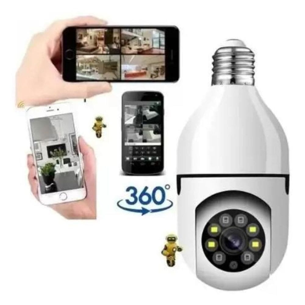 Câmera ip 360 giratória wifi lâmpada