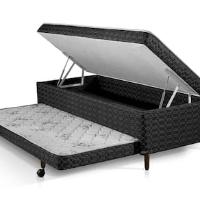 Cama Box Solteiro 3 em 1 Elite Teen Branco e Preto