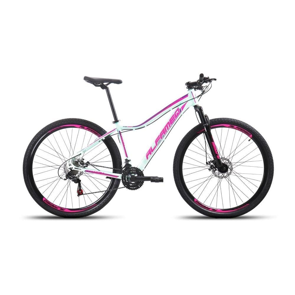 Bicicleta Alfameq Pandora Disc M Aro 29 Susp. Dianteira 24 Marchas - Branco/rosa