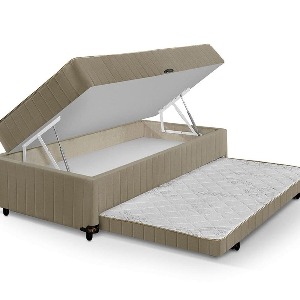 Cama Box Solteiro 3 em 1 New Magnifico Teen Branco e Bege