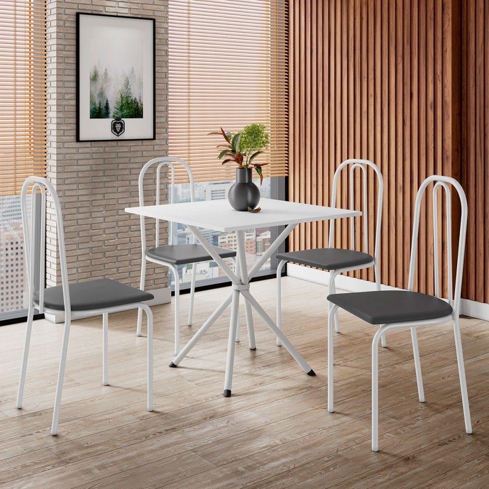 Mesa de Jantar 4 Lugares Miami/Vitória Branco/Preto - Art Panta