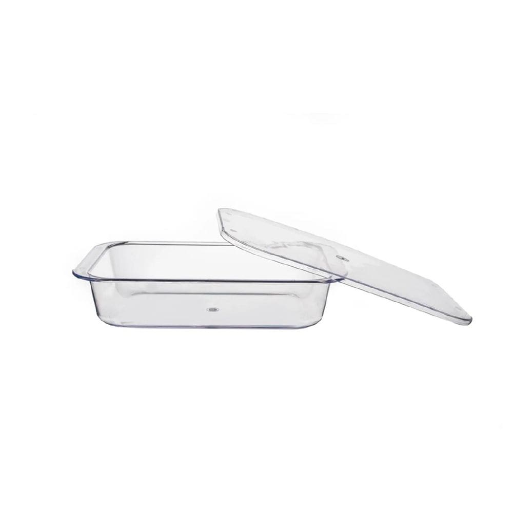 Travessa Retangular Cristal Transparente com Tampa 14 x 21cm