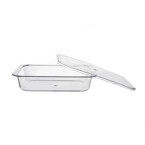 Travessa Retangular Cristal Transparente com Tampa 17 x 27cm