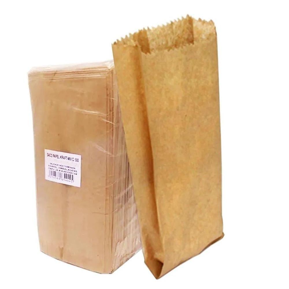 500 saco de papel cereais pardo kraft 20x9,5x6cm - 1kg