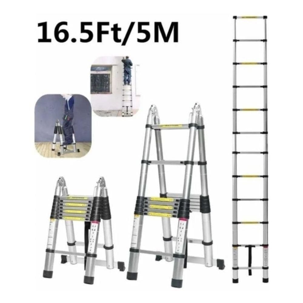 Escada telescópica de alumínio 5 metros 13 degraus