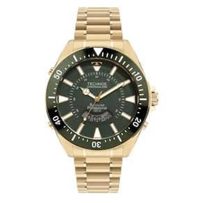 Relógio technos masculino skydiver dourado - esportivo