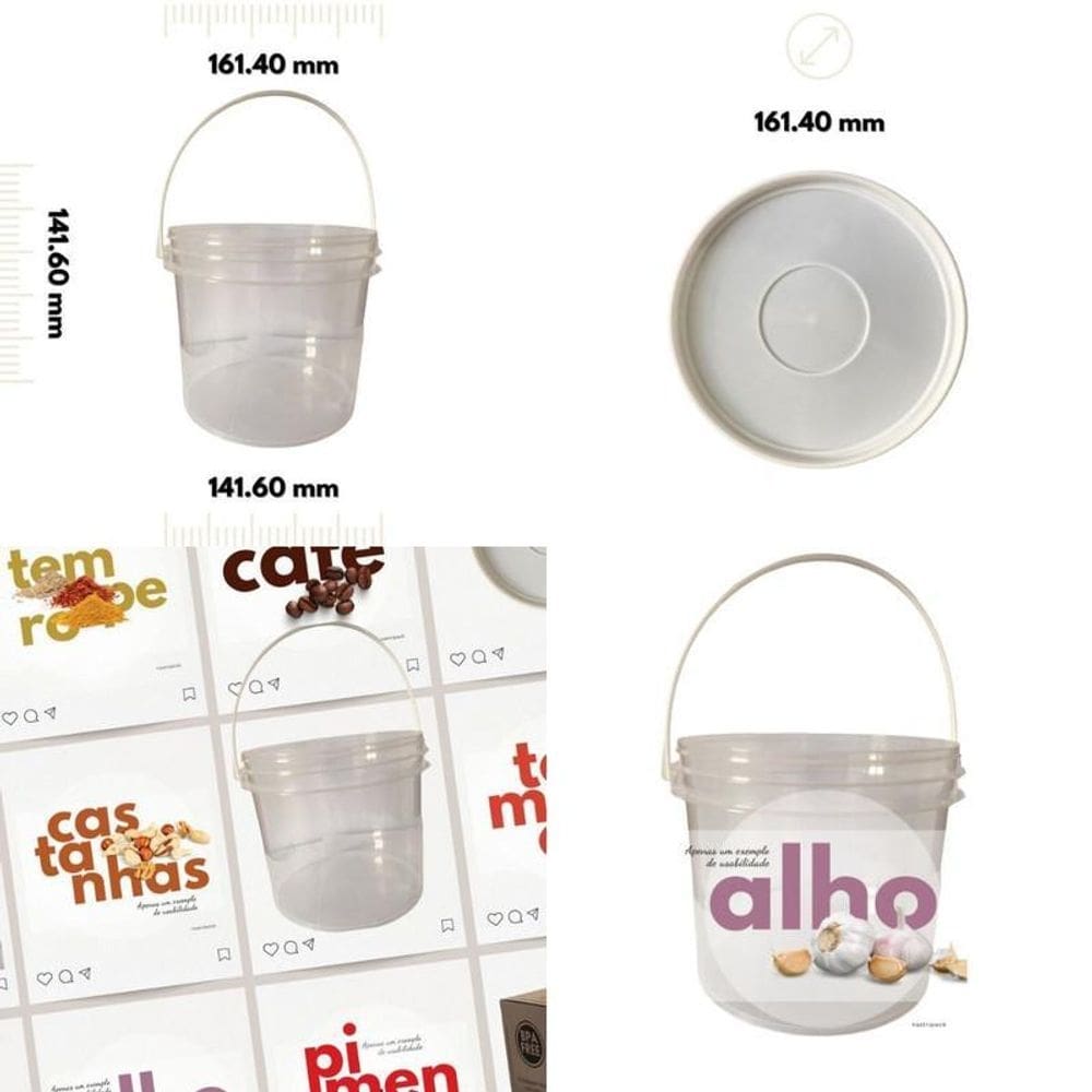 Balde plasticos multiuso 20 pçs
