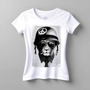 Camiseta Feminina Gato Soldado