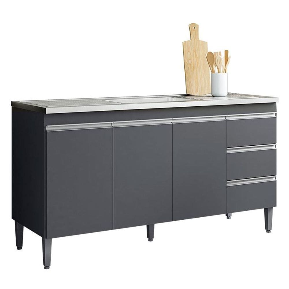 Balcão de Pia Andréia 150 cm Cinza Fosco - AJL