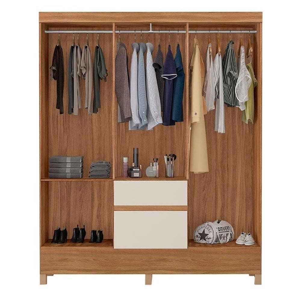 Guarda Roupa Casal Flash 2 Amêndola Touch Off White – Demóbile