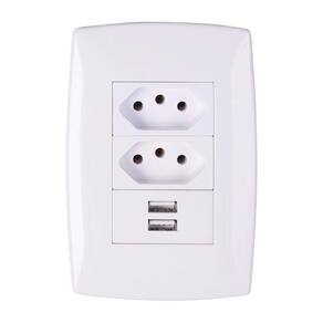 Tomada espelho c/ 2 entradas usb 10a 5v bivolt 110v 220v