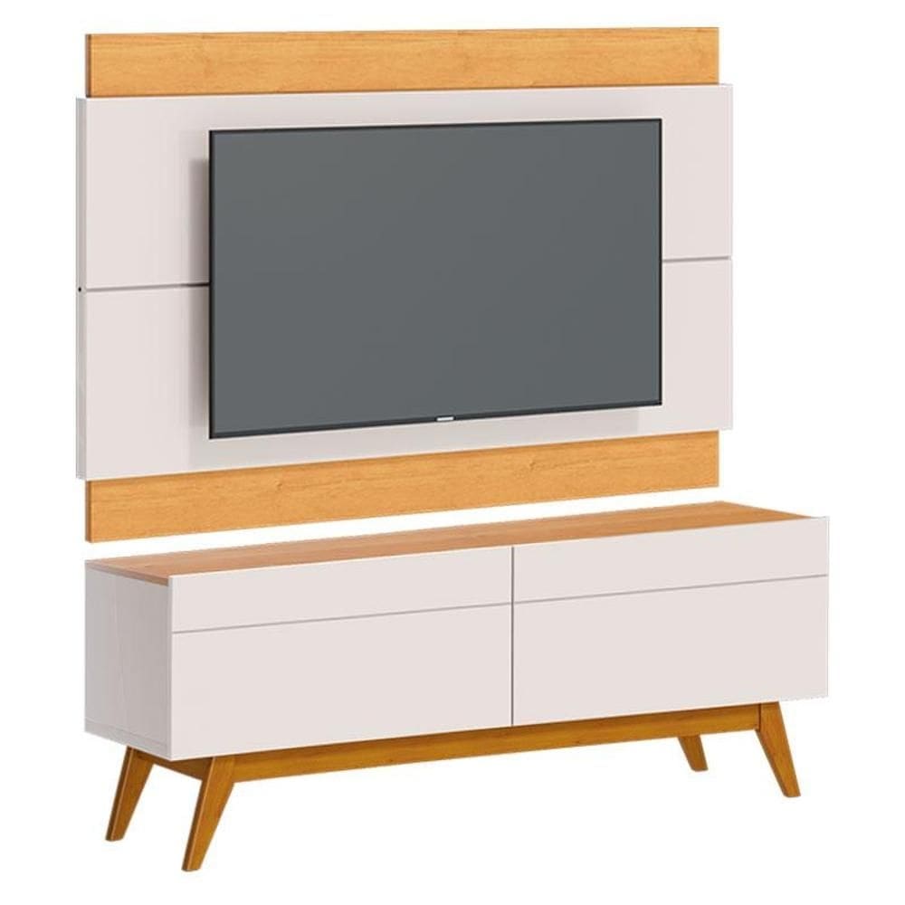 Rack Bancada 2 Gavetas e Painel para Tv Classic 1.4 Off White Nature - Imcal