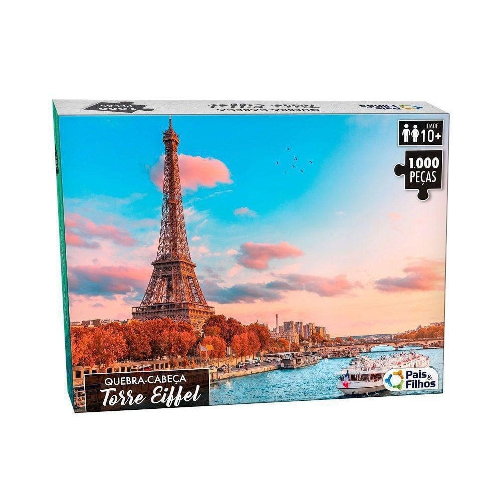 Quebra cabeça 1000 peças torre eiffel 10775 pais e filhos