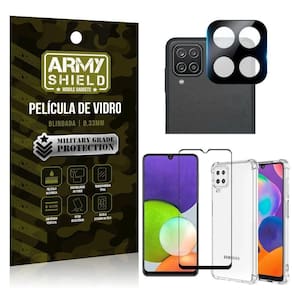 Capinha samsung a22 4g + película de câmera + película 3d