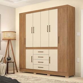 Guarda Roupa Casal Ambiente New Realce Amêndola Touch Off White – Demóbile