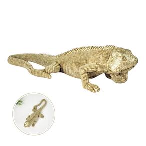 Escultura Iguana Dourada 8X12X32Cm Pet Decor Silvestres