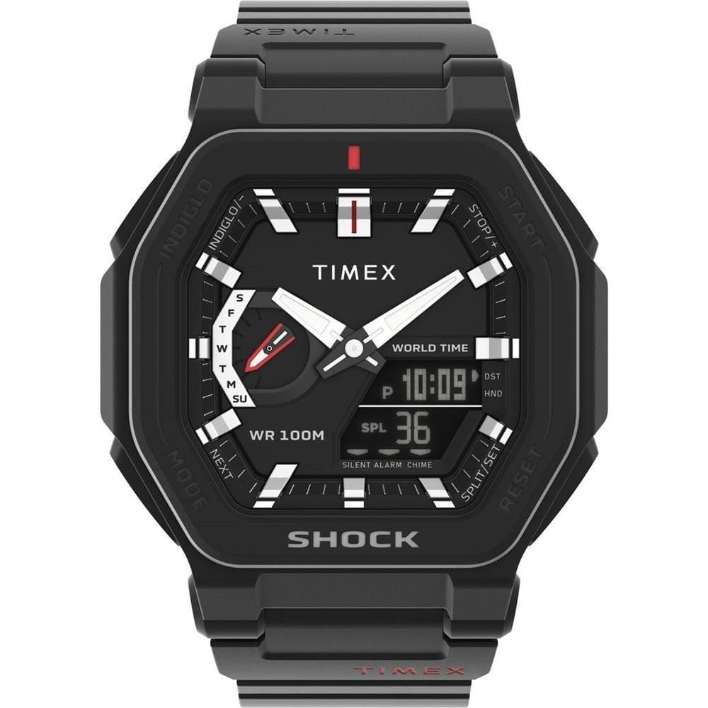 Relógio Timex Masculino Ref: Tw2V35600M Shock Anadigi Black