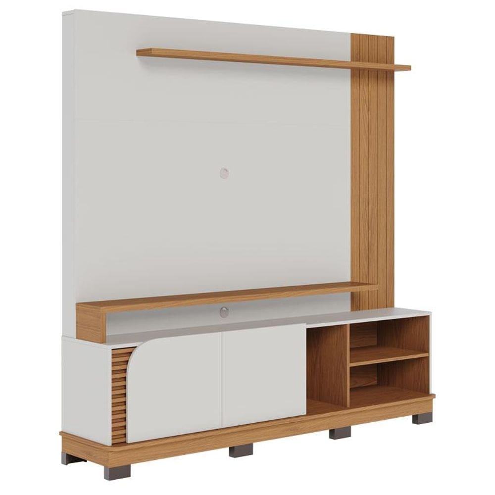 Estante Home Theater Jurerê 1.8 Off White Matte Freijó – Colibri