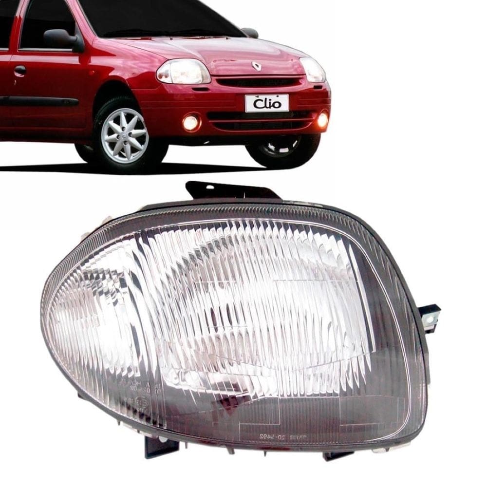 Farol clio 1999 a 2001 cromado foco simples