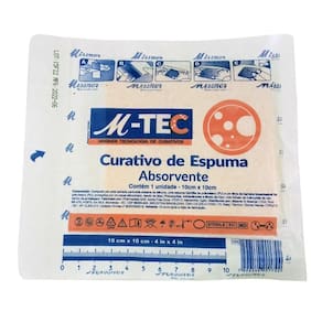 Curativo de espuma absorvente com silicone missner 10x10cm