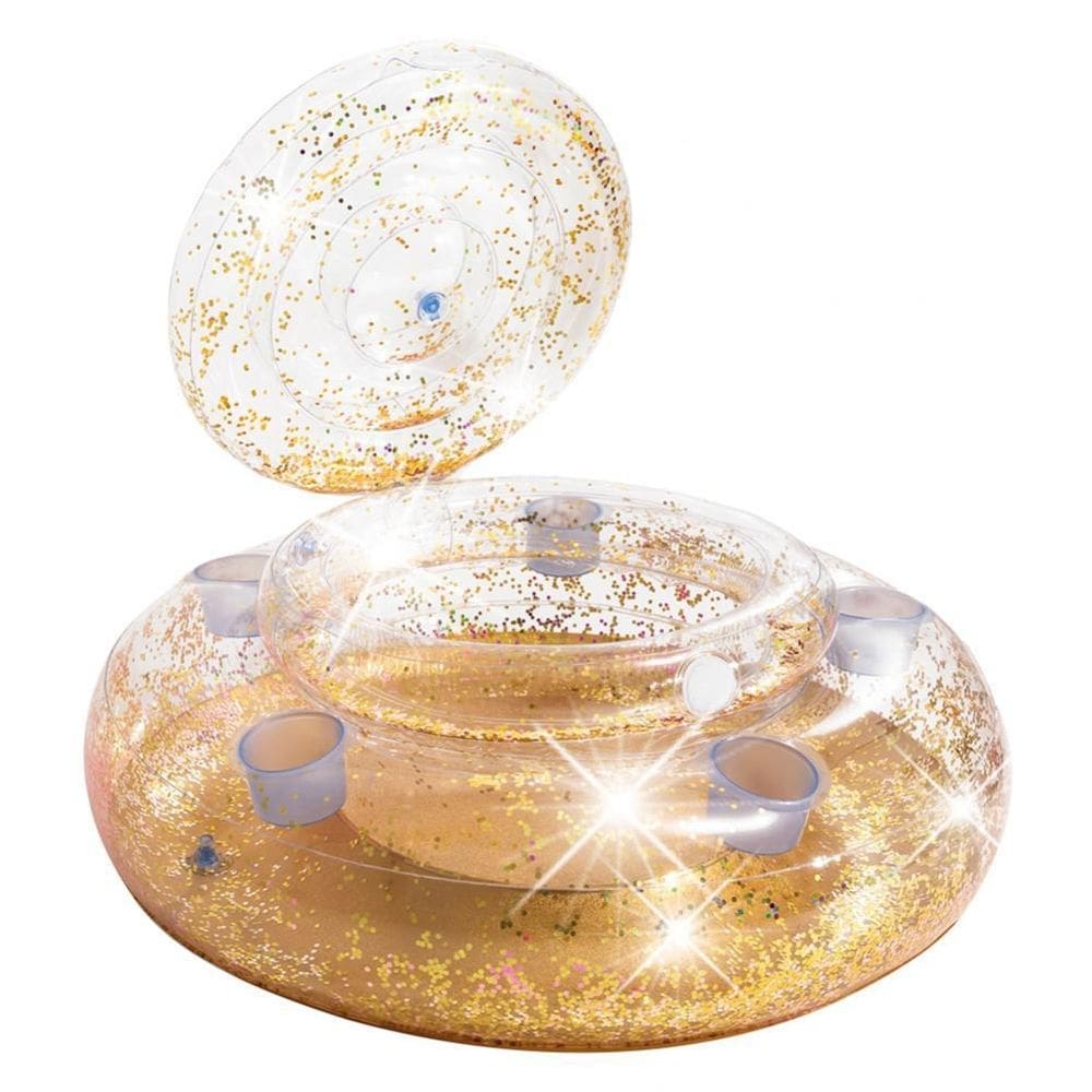Coller inflável de piscina ouro e glitter mega chill intex