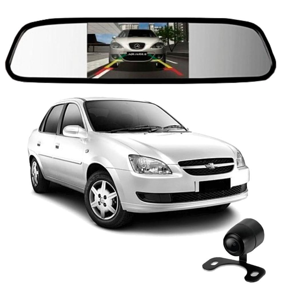 Camera de re espelho retrovisor com tela chevrolet corsa